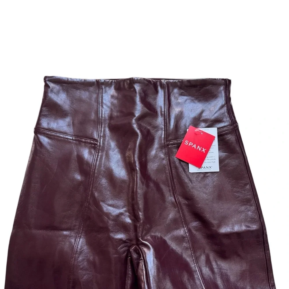 Spanx Faux Patent Leather Leggings in Ruby Womens Sz Small - Picture 4 of 7